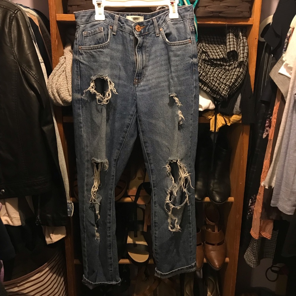 ON HOLD!! Distressed Mom Jeans